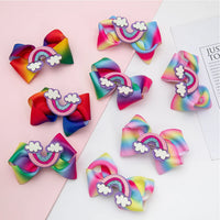 Spring/Summer Fancy Rainbow Hair Bows Hairclips Toddler Girls Cute Ribbon Hairclips Boutique DIY Baby Girl Hair Accessories