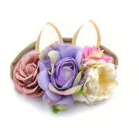 Lovely Baby Girls Easter Day Headband Rabbit Ear Newborn Photo Props Cute Elastic Flower Crown Hairbands Party Hair Accessories