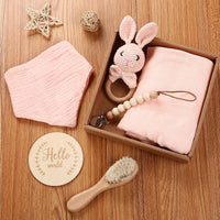 6pcs Animal Rattles Gift Box New Design Wooden Crochet Lion Bells Music Teething Bracelet Pacifier Dummy Clips Baby Products Toy