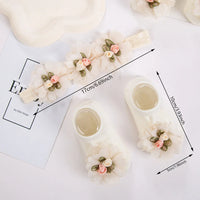 Nylon Princess Luxury Florals Baby Headband Socks Knitted Dress Set Anti-Slip Cotton Accessories Breathable Spring