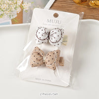 Coffee Colour Fabric Bow Hair Clips for Girls – Sweet Curly Hairpins (2-Pack)