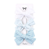 Cotton Linen Flower Print Hair Bow With Cloth Covered Clips Sweet Plain Solid BB Barrettes Hairpins Fashion Headwear