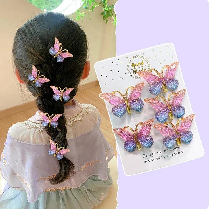 Boutique DIY High Quality Princess Hair Accessories Cute Alloy Hairpins Baby Girl's Sweet Super Fairy Butterfly Hairpin Set