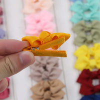 Mini Macaron Ribbon Hair Bow Clips — Baby Girls, Pastel