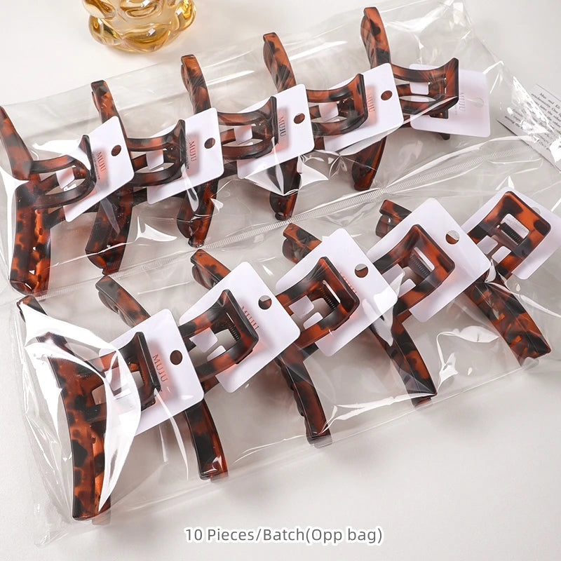 Large Leopard Print Hair Claw Clip for Women – PC Rectangle Back Head Claw (13cm)