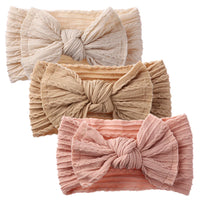 3Pcs/Set Braided Jacquard Floral Printed Soft Nylon Headband High Stretch Hairband Hair Bows Baby Girls Princess Hair Band
