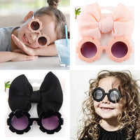 2Pcs/Set Wholesale Nylon Headband Sunglasses Set Sweet Bow Floral Plastic Glasses Combination Photography Supplies