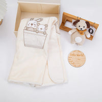 Crocheted Puppy Newborn Blanket Gift Set — Floral Cotton