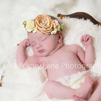 Nylon Headband Matching Satin Burn Flowers Vintage Style Hair Band Flower Crown Headband for Infant