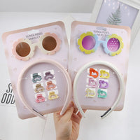 Tie Dye Rainbow Resin Sunglasses Headband Mini Heart Hair Claws Hair Accessories Set for Kids Headwear Wholesale