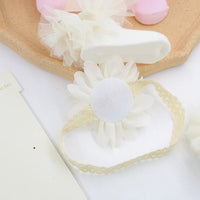 2Pcs/Set 0-12M Chiffon Flower Bowknot Headband With Tulle Trim Cotton Socks Set Baby Girl Hair Accessories