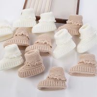 Newborn Winter Knit Booties — Soft Cotton, 0–12M