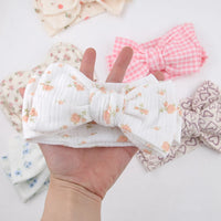 Wholesale Cute Sweet Party Style Kids Hairband Set 3-Packs Elastic Cotton Rabbit Ear Turban with Bows Accessories for Boys Girls