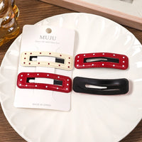 PU Leather Dripping Oil BB Hair Clips for Women – Rectangle Side Bangs Hairpins (2-Pack)