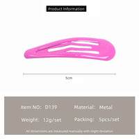 Candy Colour Metal Hair Clips for Girls – Sweet Water Drop Style (5-Piece Set)