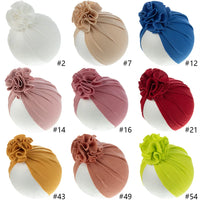 Multi Colors Baby Floral Turban Cotton Ribbed Blossom Baby Turban Stay Well High Stretch Spring and Autumn