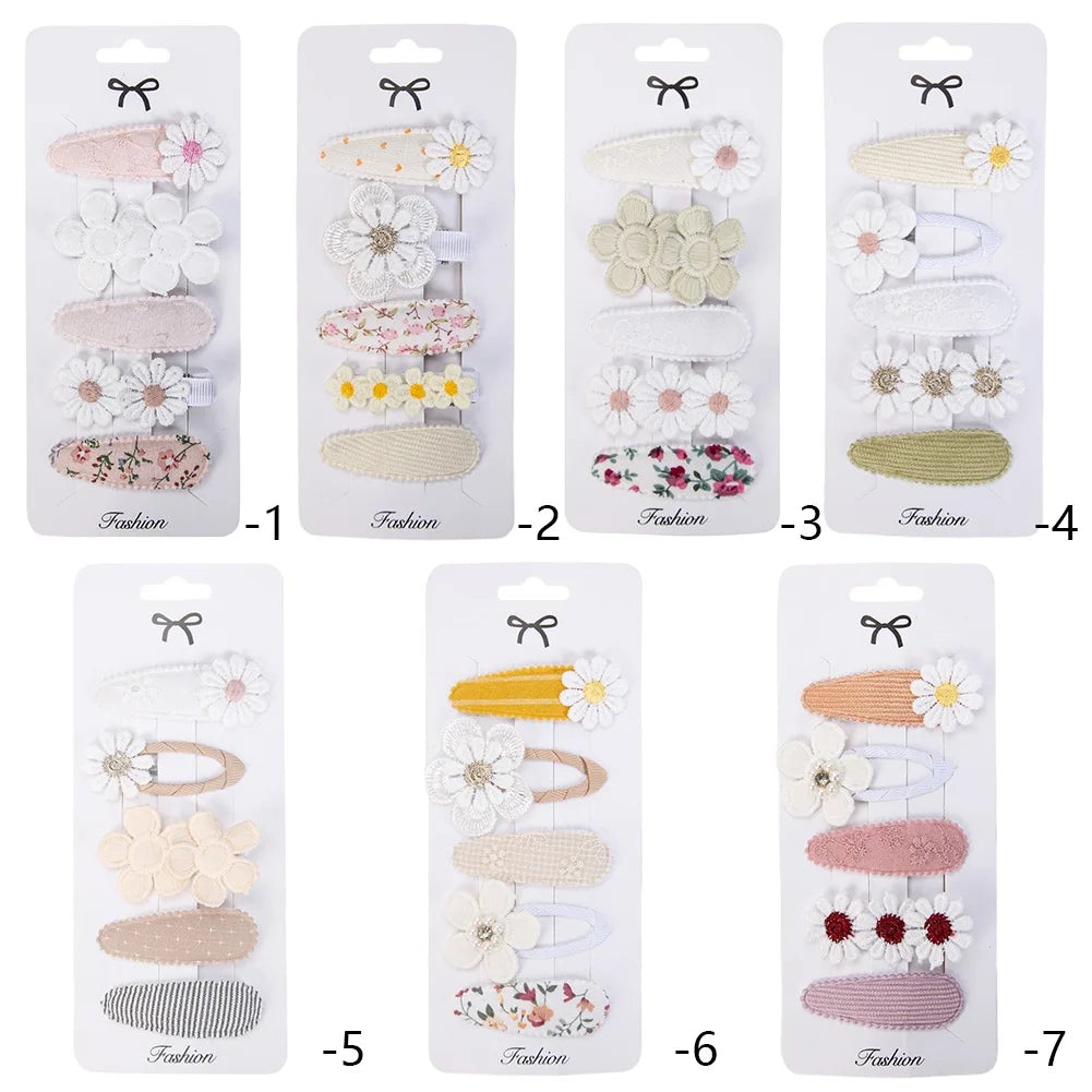 Daisy Snap Hair Clips for Girls — Spring Print, Pack of 5