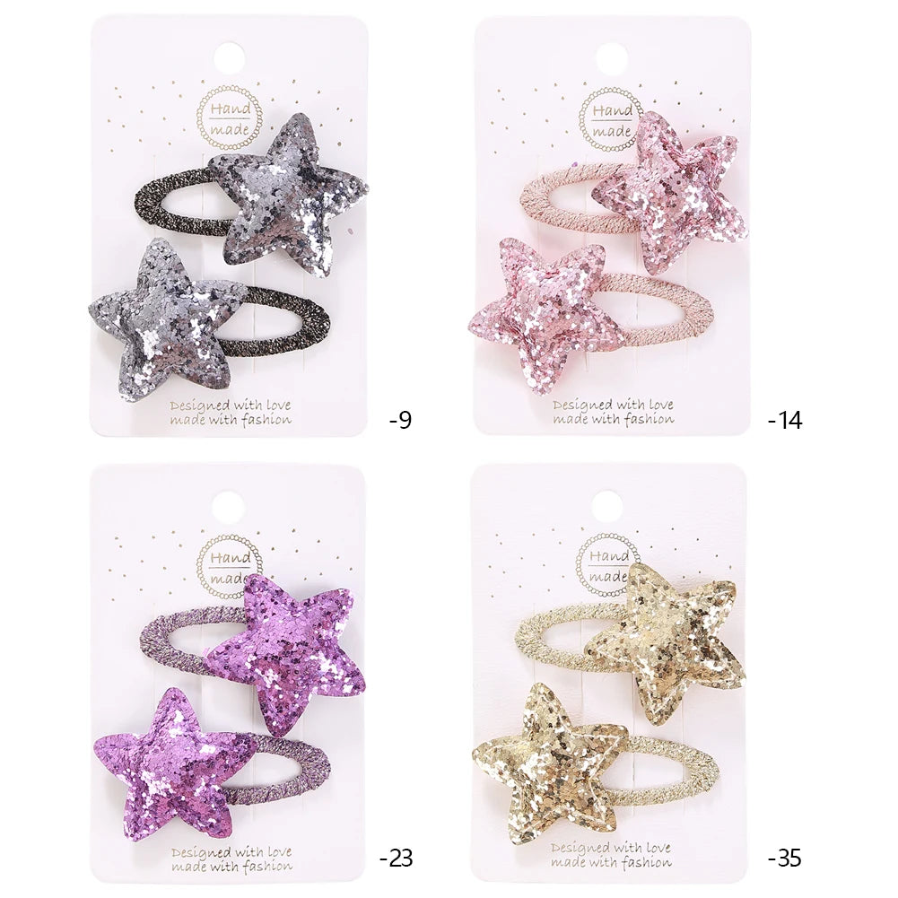 Sequin Star Hair Clips for Girls — Mini Glitter Barrettes