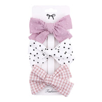 Cotton Linen Flower Print Hair Bow With Cloth Covered Clips Sweet Plain Solid BB Barrettes Hairpins Fashion Headwear