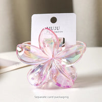 Raped Sample 8cm New Color Transparent Flower Hair Clips Premium Frangipani Hair Claw With Card Hair Clip Flower for Women Girls