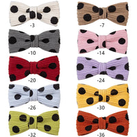 Corduroy Dot Bow Hair Clips for Girls — Handmade Snap