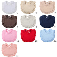 Ruffled Solid Color Soft Breathable Comfortable Cotton Muslin Baby Frilly Bibs Saliva Burp Cloth Baby Bandana Drool Cloth