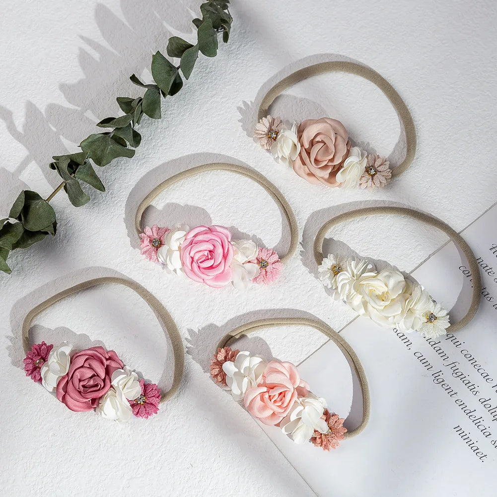 Boutique DIY Baby Girl Headbands Tiny Dainty Satin Flower Headband Sweet Princess Wedding Party Hair Accessories Wholesale