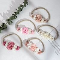 Boutique DIY Baby Girl Headbands Tiny Dainty Satin Flower Headband Sweet Princess Wedding Party Hair Accessories Wholesale