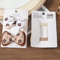 Coffee Colour Fabric Bow Hair Clips for Girls – Sweet Bread-Style Hairpins (2-Pack)