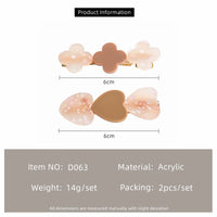 Korean Acrylic Heart Hair Clips for Women – Minimalist BB Hairpins (2-Pack)