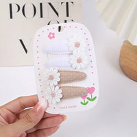 Daisy Print Snap Hairpins for Kids — Cotton, Pack of 4