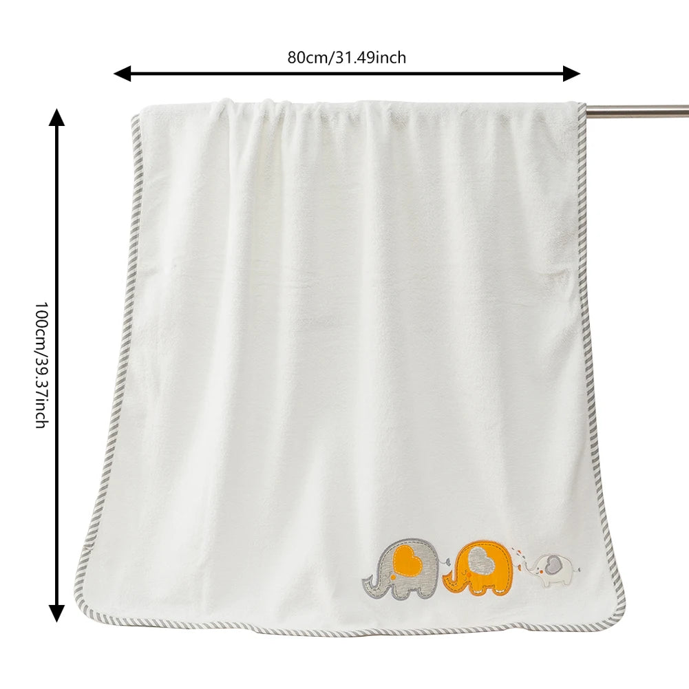 Unicorn & Elephant Embroidery Baby Swaddle Blanket — Cotton