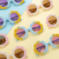 Boy Girls Toddler Sun Flower Shape Cute Tie Dye Kids Sunglasses Retro UV400 Round Frame Sun Glasses Outdoor Sunglasses