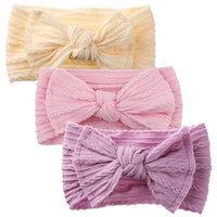 3Pcs/Set Braided Jacquard Floral Printed Soft Nylon Headband High Stretch Hairband Hair Bows Baby Girls Princess Hair Band