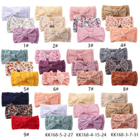 3Pcs/Set Braided Jacquard Floral Printed Soft Nylon Headband High Stretch Hairband Hair Bows Baby Girls Princess Hair Band