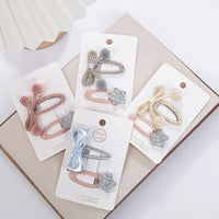Sequin Star Bow BB Hair Clip — Braided Hairball Detail