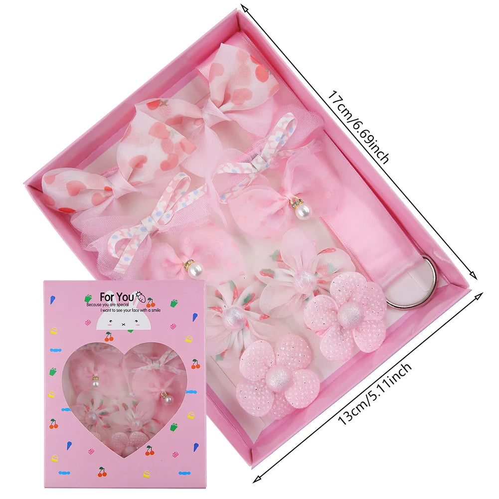 10Pcs Children Cute Hair Pin Set Sweet Chiffon Pearl Flower Styling Girls Hair Clips Set Lovely Princess Hairpin in Box
