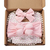 4Pcs/Set Baby  Hairband Set  Elastic Nylon Hair Band Food Grade Silicone Beads Pacifier Clip Chain Combination Customize