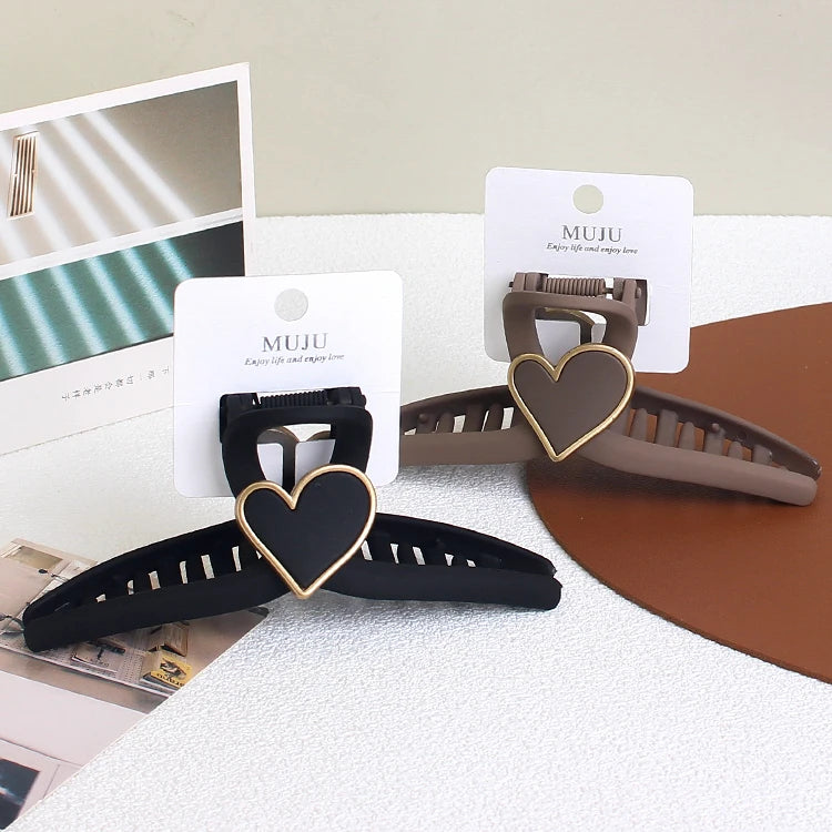 12.5cm High-grade Hair Claws Ribbon Love Large Hair Clip Lacquer Back Head Shark Claw Clips
