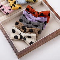 Corduroy Dot Bow Hair Clips for Girls — Handmade Snap