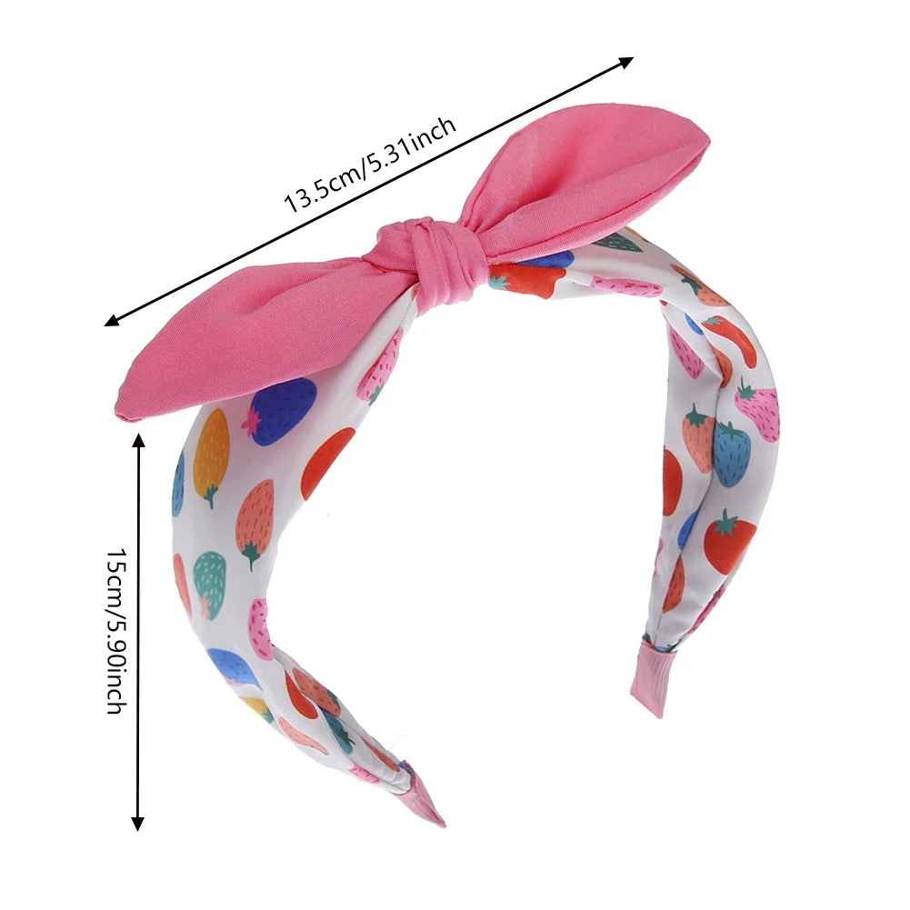 Sweet Girls Kids Hair Accessories-Strawberry Knot Headband Candy Color Rabbit Ear Princess Hairband Wholesale