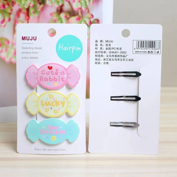 Sanrio Cartoon BB Clips for Girls – Cute Korean Style Hair Accessories (3-Piece Set)