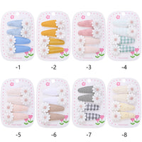 Daisy Print Snap Hairpins for Kids — Cotton, Pack of 4