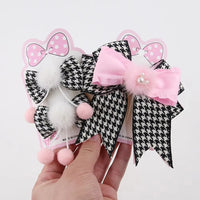 Spring Summer Baby Bows Gingham Hairbands Hairclips Plaid Ribbon Sweet Princess Hair Accessories for Girls Lady