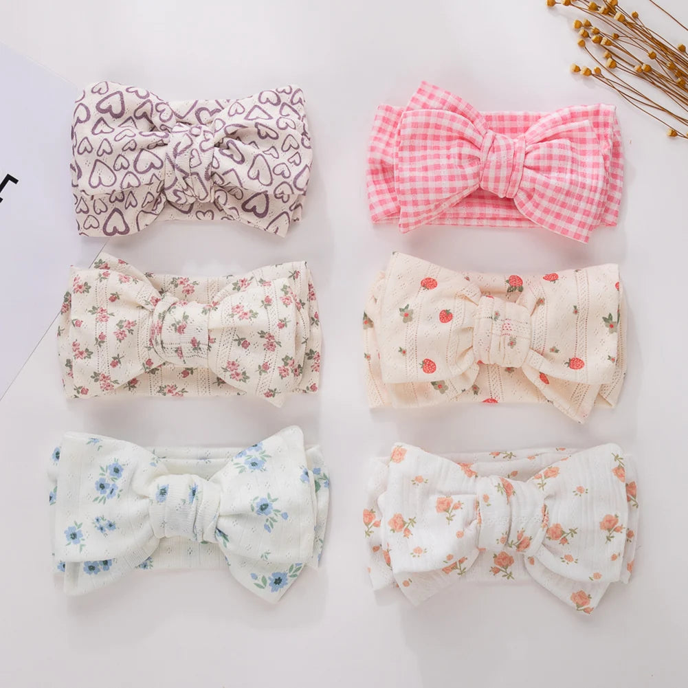 Wholesale Cute Sweet Party Style Kids Hairband Set 3-Packs Elastic Cotton Rabbit Ear Turban with Bows Accessories for Boys Girls
