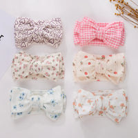 Wholesale Cute Sweet Party Style Kids Hairband Set 3-Packs Elastic Cotton Rabbit Ear Turban with Bows Accessories for Boys Girls