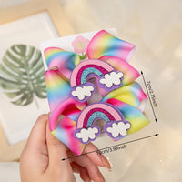 Spring/Summer Fancy Rainbow Hair Bows Hairclips Toddler Girls Cute Ribbon Hairclips Boutique DIY Baby Girl Hair Accessories