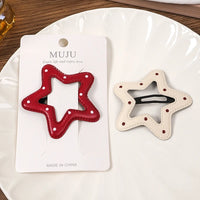 Sweet Star BB Hair Clips for Women – Drippy Oil Spot Fabric Hairpins (2-Pack)