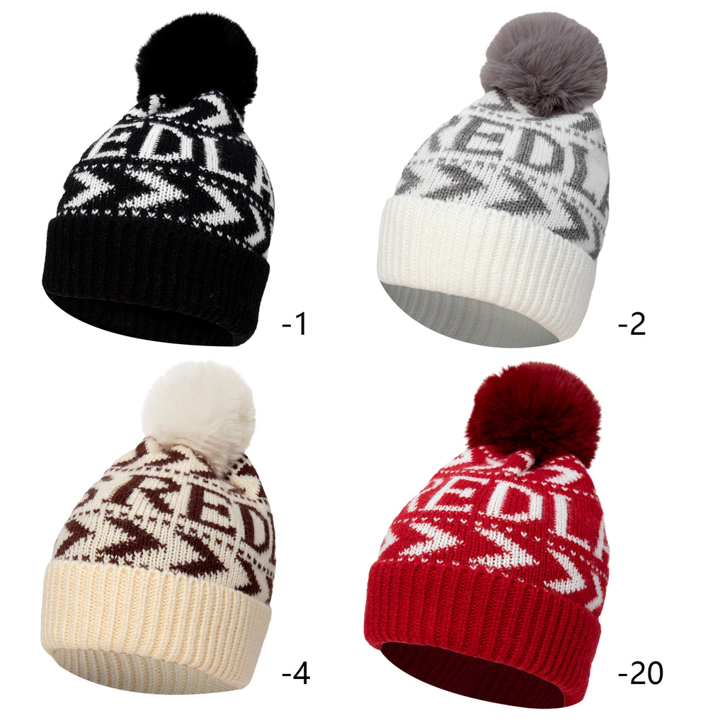 Kids Snowflake Pom Pom Beanie — Acrylic, Unisex 3–14Y
