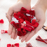 10PCS Christmas Baby Girls Hair Clips Ribbon Santa Claus Gift Socks Tree Resin Hair Bows Xmas Dance Party Hairpins Set